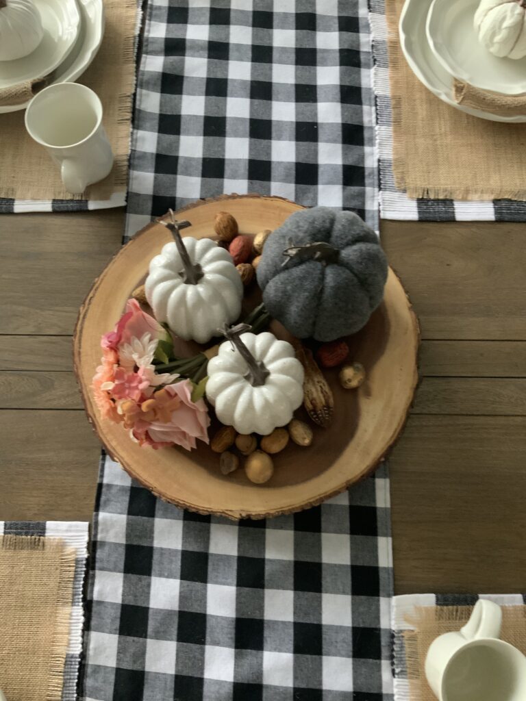 Fall table decor, fall decorations, seasonal table, lazy susan