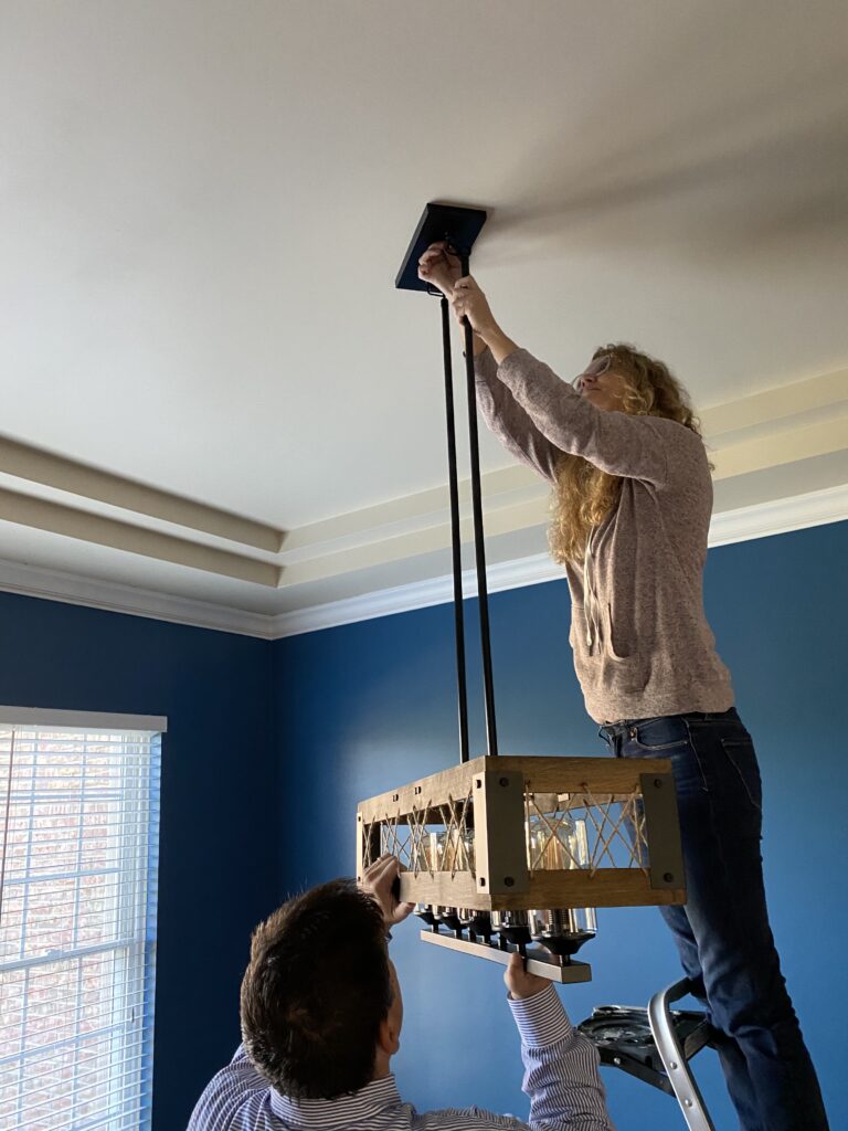 Lowes, lighting, light fixture, rustic light, farmhouse light, dining room light