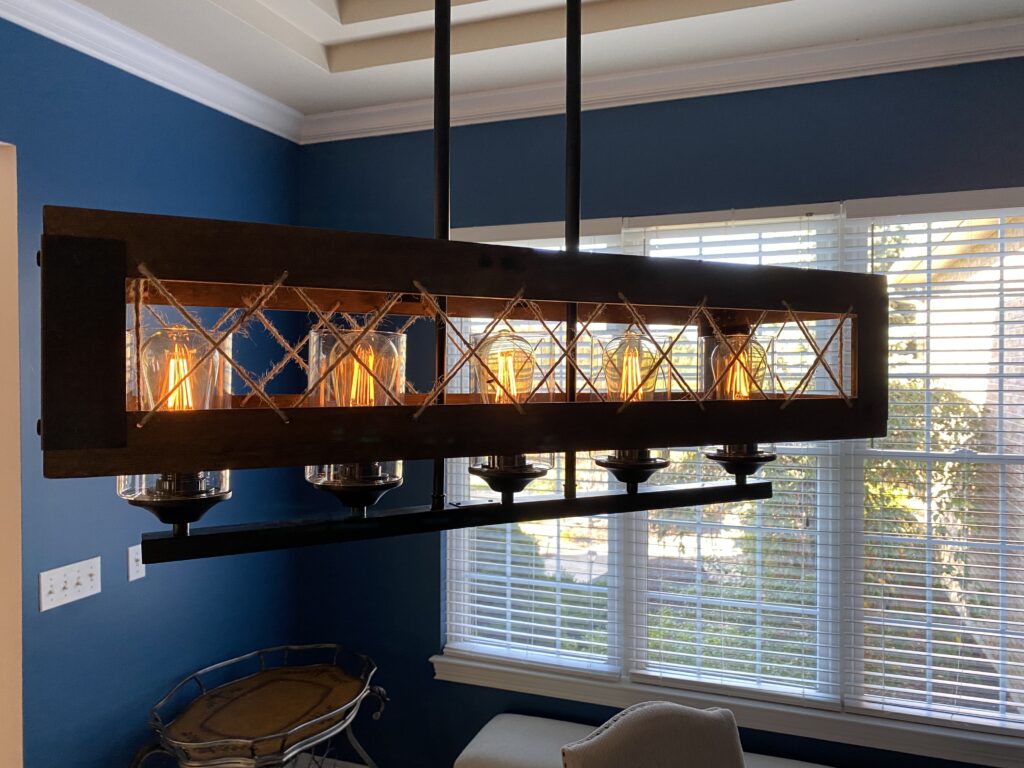 Rustic light fixture, one room challenge, dining room, lowes home improvement