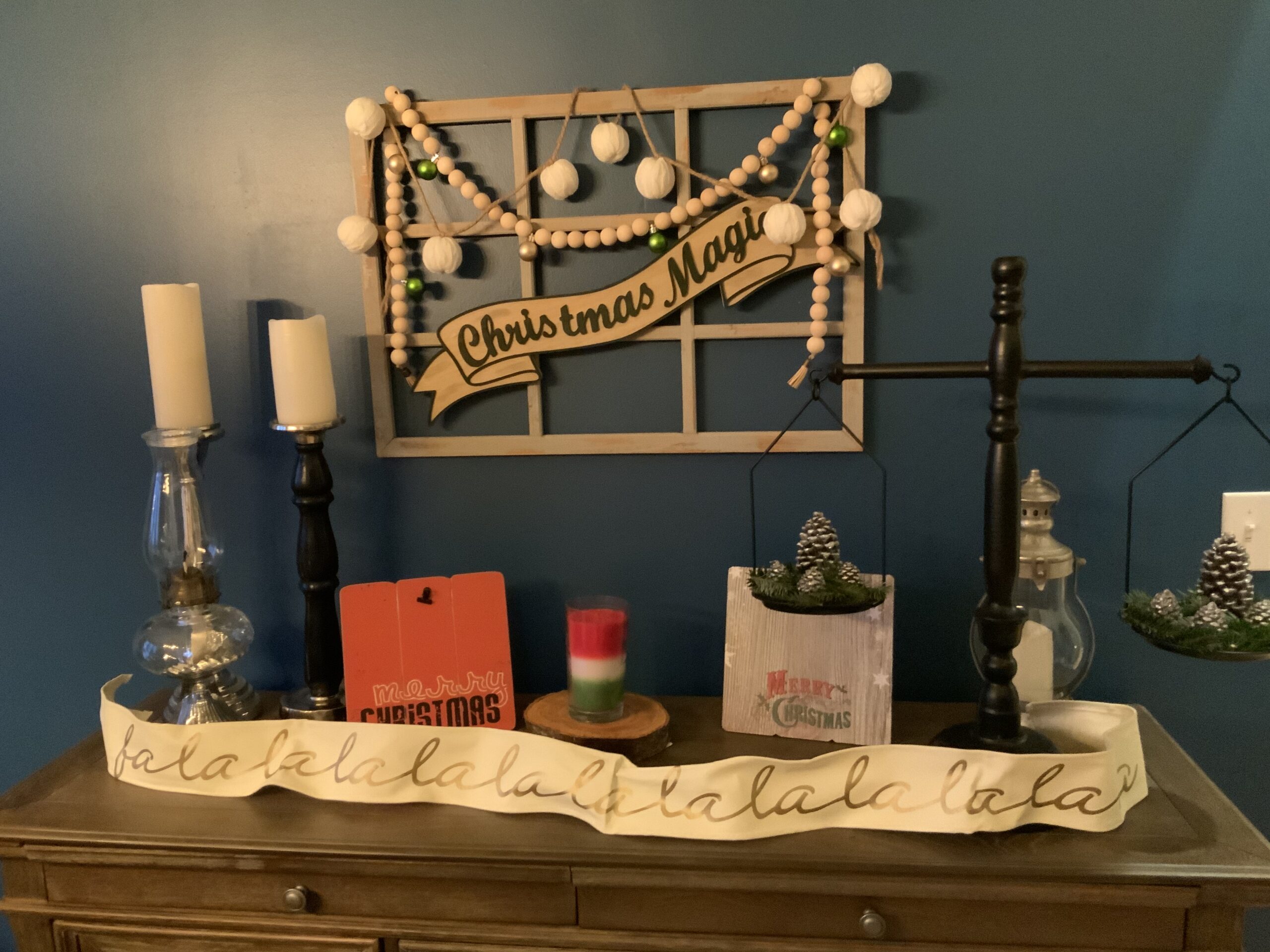 Christmas Wall decor with farmhouse beads