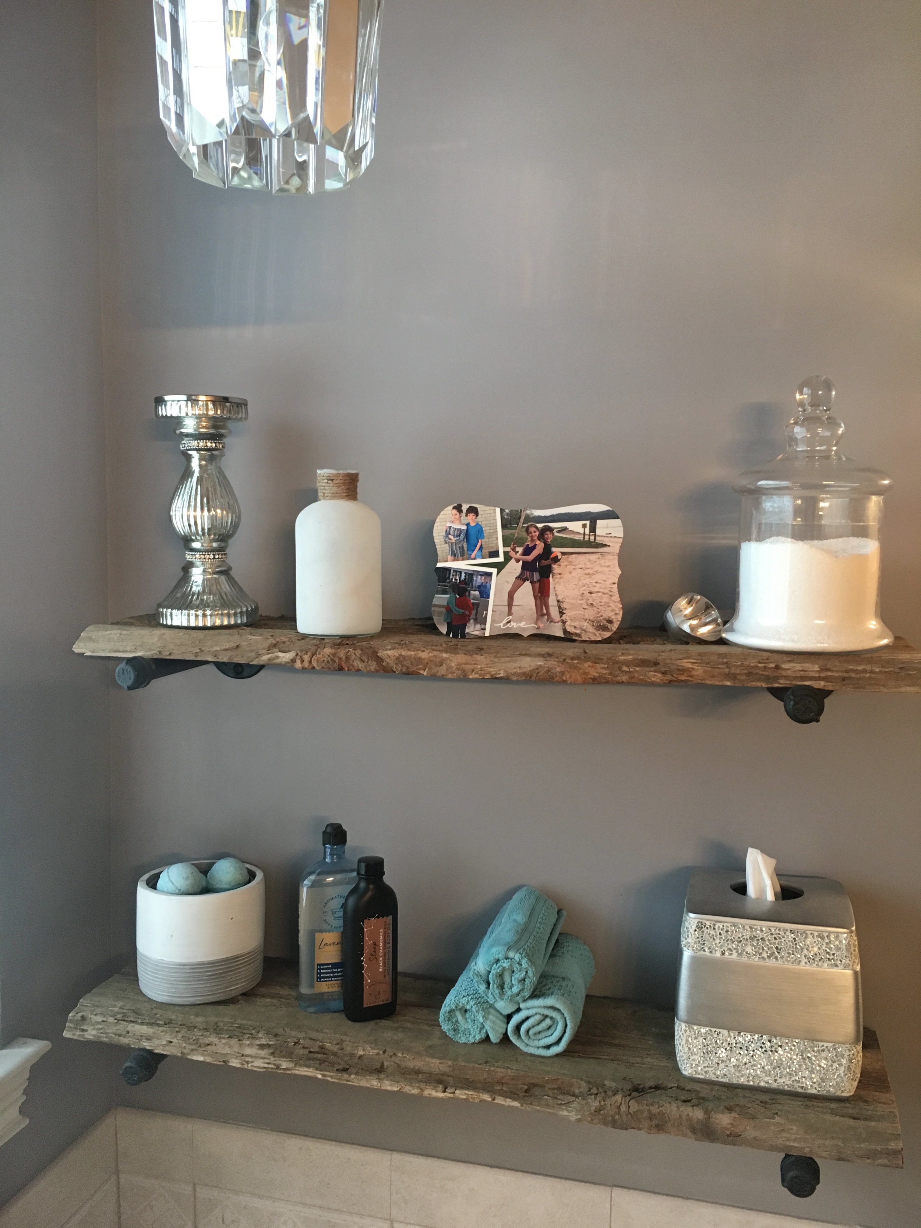 rustic barnwood shelves